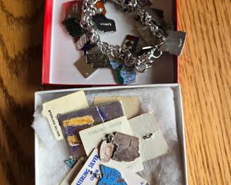 Sterling silver charm bracelet 35 state charms