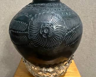 Barro Negro Mexican Pottery Vase with Incised Decoration