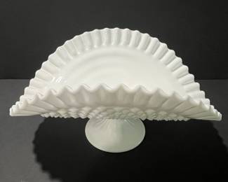 Vintage Fenton Silver Crest Milk Glass Banana Bowl
