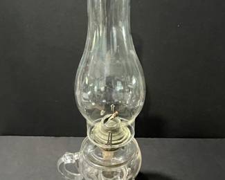 Vintage Lamplight Farms Clear Glass Oil Lamp with Hurricane Shade