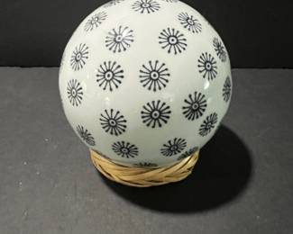 Ceramic Carpet Ball with Blue Floral Pattern