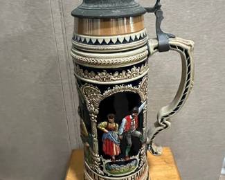 German Beer Stein with Pewter Lid