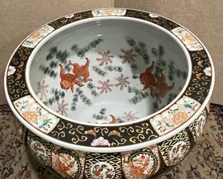 Chinese Porcelain Fish Bowl with Dragon, Phoenix, and Floral Motifs