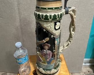 Large German Beer Stein with Pewter Lid - Musical Scene