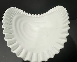 Vintage Fenton Silver Crest Milk Glass Banana Bowl