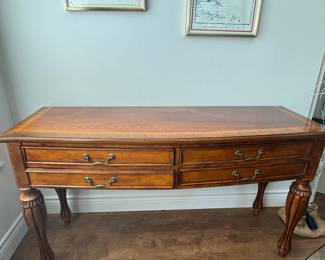 Vintage Mahogany Serpentine Console Table by Henredon