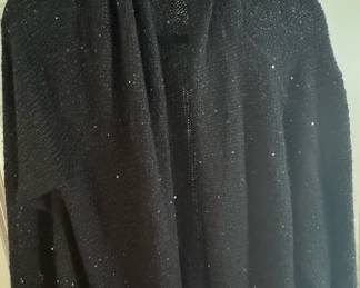 Black Sequin Embellished Open-Front Cardigan