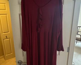 Silhouettes Maroon Long-Sleeve Ruffle Dress