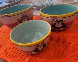 Catzilla by Candace Reiter Set of 3 Serving Bowls