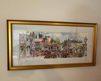 Original Watercolor and Ink Street Scene Painting