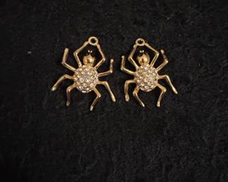 Gold-Tone Rhinestone Spider Charms