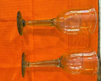 Amber Tinted Hand-Blown Wine Goblets