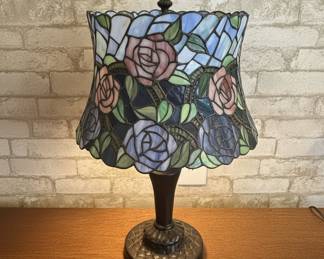 Meyda Tiffany Rosebush Stained Glass Table Lamp