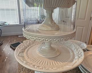 Fitz and Floyd Cloisonné Peony Tiered Server with Dome