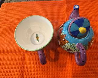 Catzilla Candace Reiter Hand-Painted Cat Tea-for-One Set