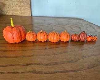 Assorted Miniature Decorative Pumpkins and Jack-o'-Lantern Buckets