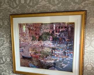 Marco Sassone - Harbor Scene Lithograph