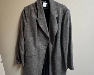 Vintage Herringbone Wool Blend Overcoat