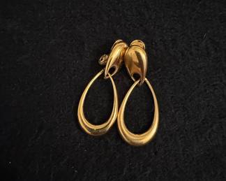 Vintage Monet Gold-Tone Teardrop Clip-On Earrings