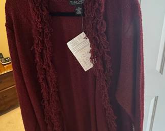 Dialogue Burgundy Fringe Cardigan