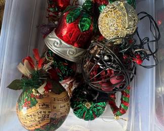 Assorted Vintage Christmas Ornaments including Mark Roberts and Sheet Music Ball