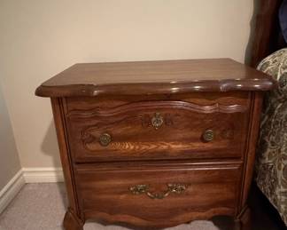 Pair of Vintage French Provincial Style Oak Nightstands