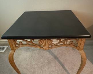 Vintage Florentine Style Black and Gilt Side Table