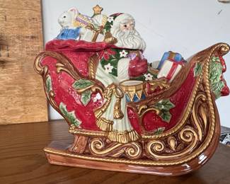 Fitz and Floyd 2003 Santa's Sleigh Cookie Jar