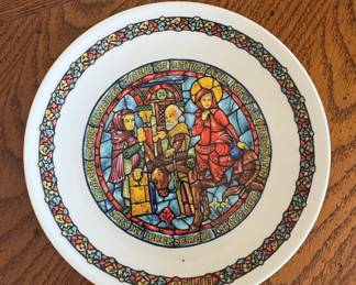 D'Arceau Limoges Noël Vitrail "No Room at the Inn" Collector Plate