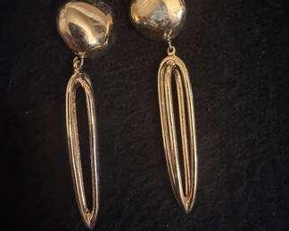 Vintage Gold-Tone Open-Frame Dangle Earrings