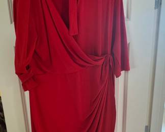 Red Faux Wrap Dress with Side-Tie Detail