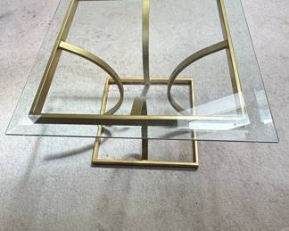 Vintage Milo Baughman Style Brass and Glass Coffee Table