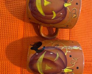 Susan Winget Halloween Pumpkin Mugs