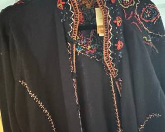 Coldwater Creek Embroidered Black Cardigan