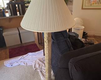 Vintage Italian Travertine Column Floor Lamp