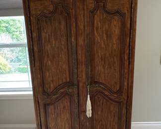 Baker Furniture French Provincial Louis XV Oak Armoire, Circa 1960s