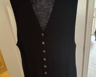 Vintage Sleeveless Ribbed Knit Button-Front Midi Dress