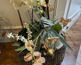 Decorative Artificial Orchid Arrangement with Horse Head Walking Cane