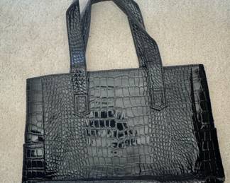 Black Crocodile Embossed Faux Leather Tote Bag