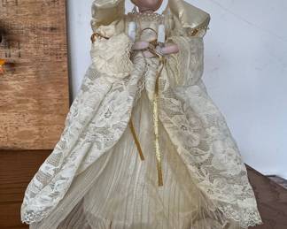 Vintage Porcelain Angel Christmas Tree Topper with Lights