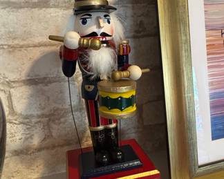 Vintage Wooden Drummer Nutcracker Music Box