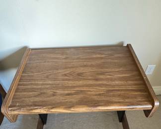 Vintage Wood-Grain Laminate Waterfall Side Table