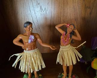 Vintage Hawaiian Hula Dancer Dashboard Dolls and Tiki Mug Collection