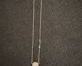 Silver-Tone Pave Crystal Animal Face Pendant Necklace