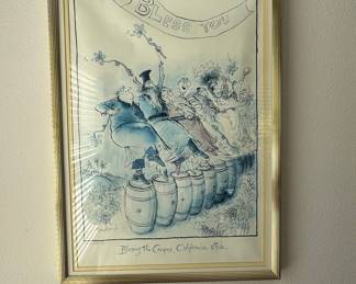 Ronald Searle 'Blessing the Grapes, California style' 1981 Print - Set of 8