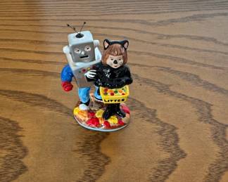 Fitz and Floyd Halloween Robot and Cat Figurine