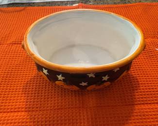 Halloween Pumpkin and Stars Ceramic Serving Bowl