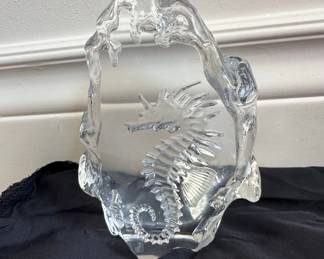 Mats Jonasson Crystal Seahorse Sculpture