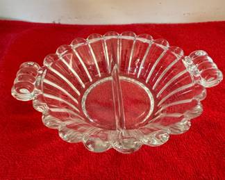 Vintage Heisey Crystolite Clear Pressed Glass Divided Relish Dish