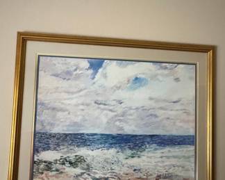 Vintage 1983 Impressionist Seascape Oil Painting